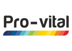 Pro-vital logo with a colorful bar on a white background