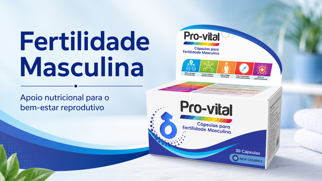 Caixa Pro-Vital Cápsulas para Fertilidade Masculina com destaque para apoio nutricional ao bem-estar reprodutivo em Angola.