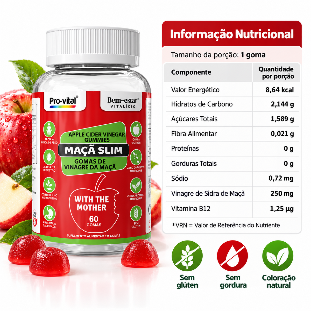 Pro-Vital Gomas de Vinagre de Maçã