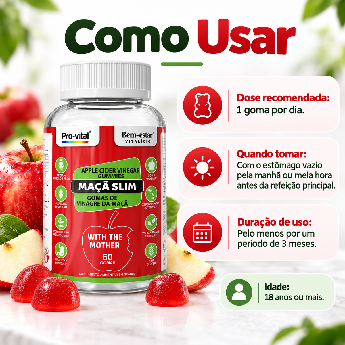 Pro-Vital Gomas de Vinagre de Maçã