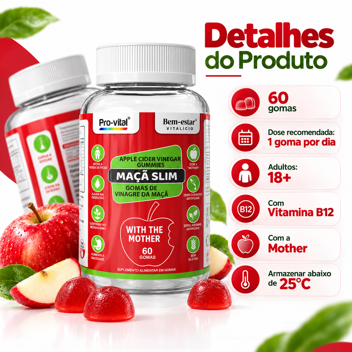 Pro-Vital Gomas de Vinagre de Maçã