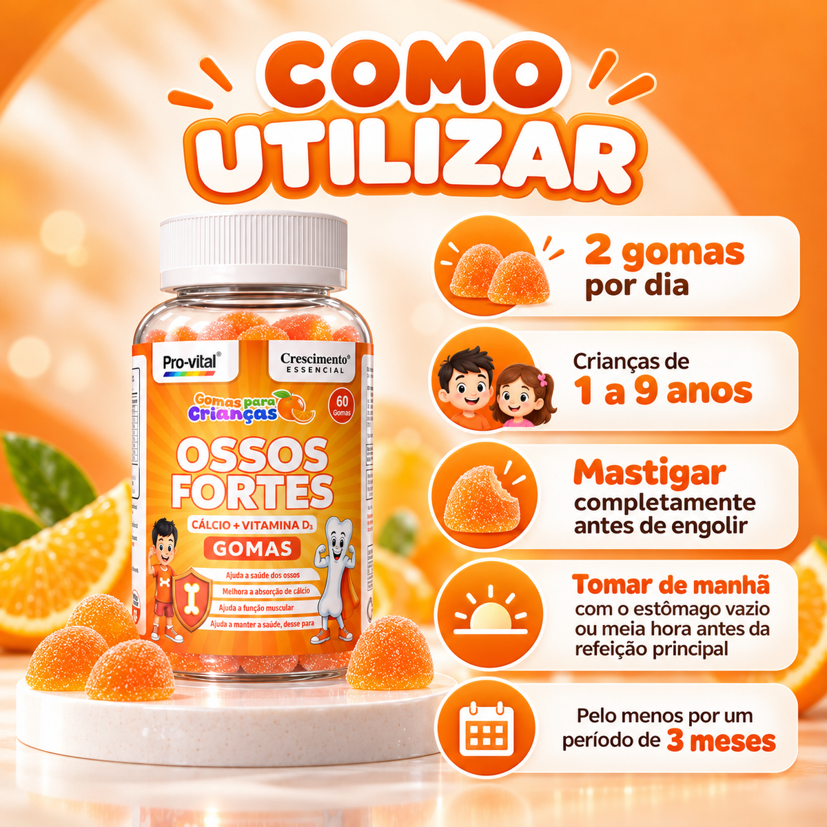 Pro-Vital Cálcio + Vitamina D3 Gomas