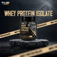 Embalagem preta de suplemento Whey Protein Isolate da Pro-Vital e PNA, Gold Standard de 500g, 100% isolado puro sem sabor.