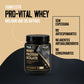 Informação nutricional detalhada e perfil de aminoácidos por dose de 34g da Proteína Whey Isolada Pura Pro-Vital Gold Standard.