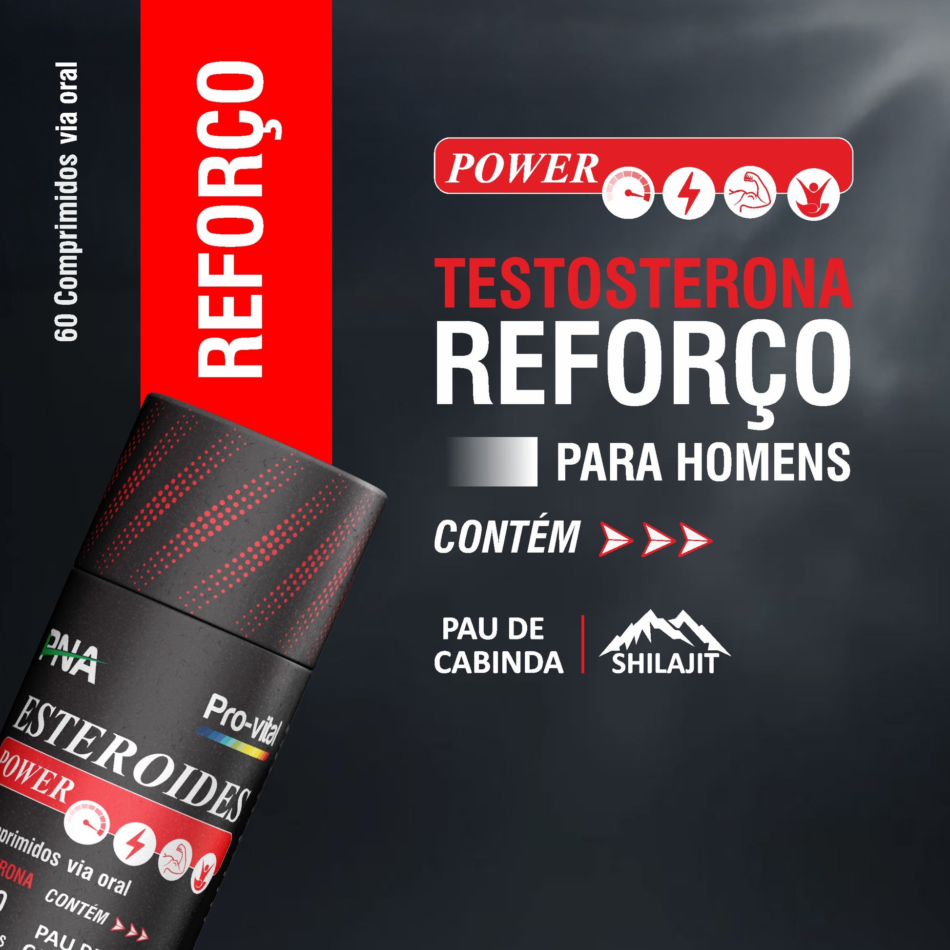 Esteroides Power reforço de testosterona suplemento masculino com Pau de Cabinda e Shilajit