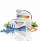 Comprimidos azuis do multivitamínico Pro-vital Homem com ingredientes naturais para vitalidade e bem-estar geral.