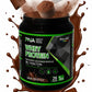 Whey Protein sabor chocolate da Pro-vital com gráfico de explosão de chocolate e scoop, energia e proteína pura.