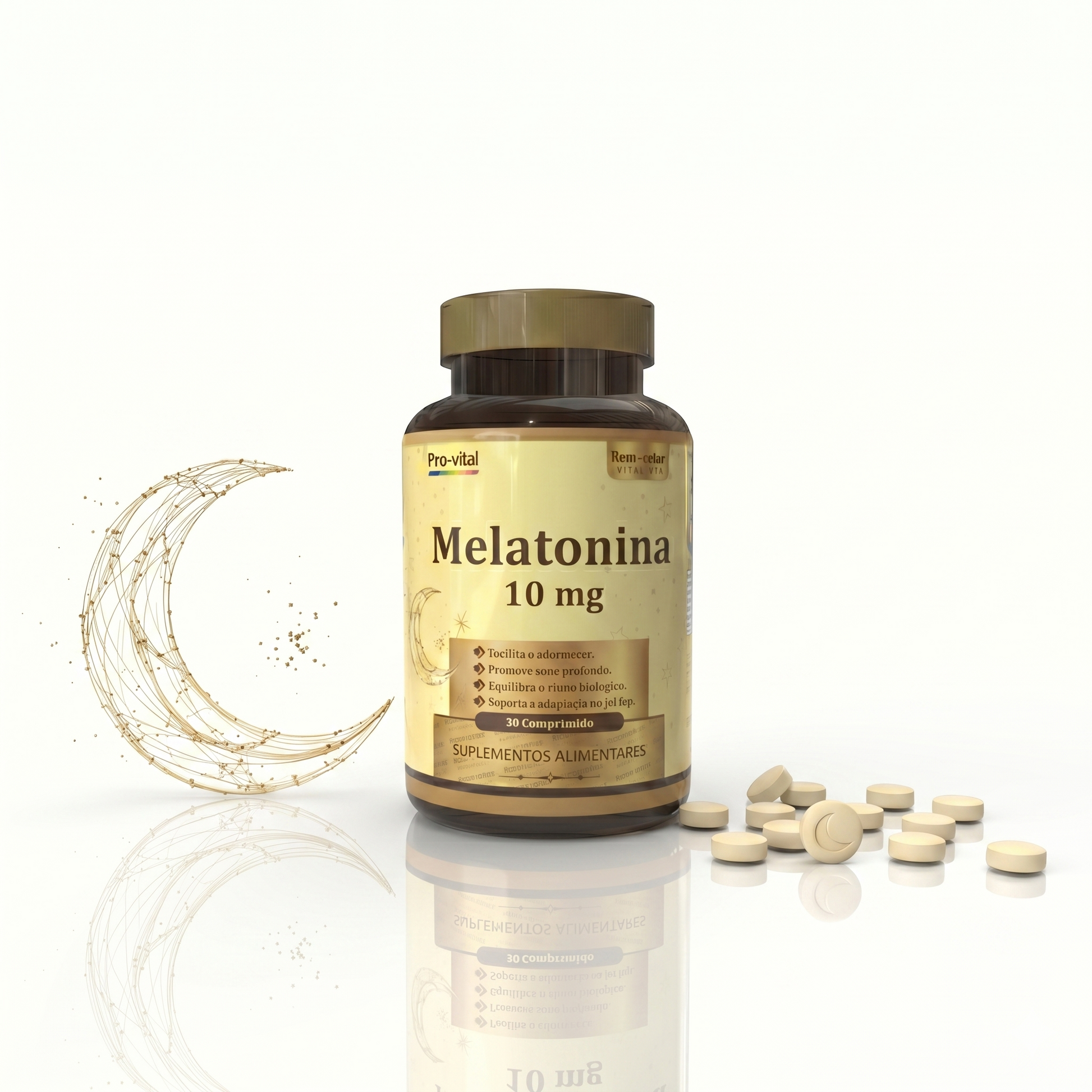 Suplemento Pro-vital Melatonina 10mg em comprimidos para facilitar o adormecer e melhorar a qualidade do sono profundo.