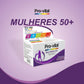 Caixa de 30 comprimidos do multivitamínico Pro-vital Mulheres 50+, formulado especificamente para as necessidades nutricionais femininas maduras.
