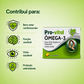 Ícones explicativos do Pro-vital Ômega-3 mostrando que o suplemento contribui para o bem-estar cardiovascular, função cerebral, visão saudável e proteção antioxidante.