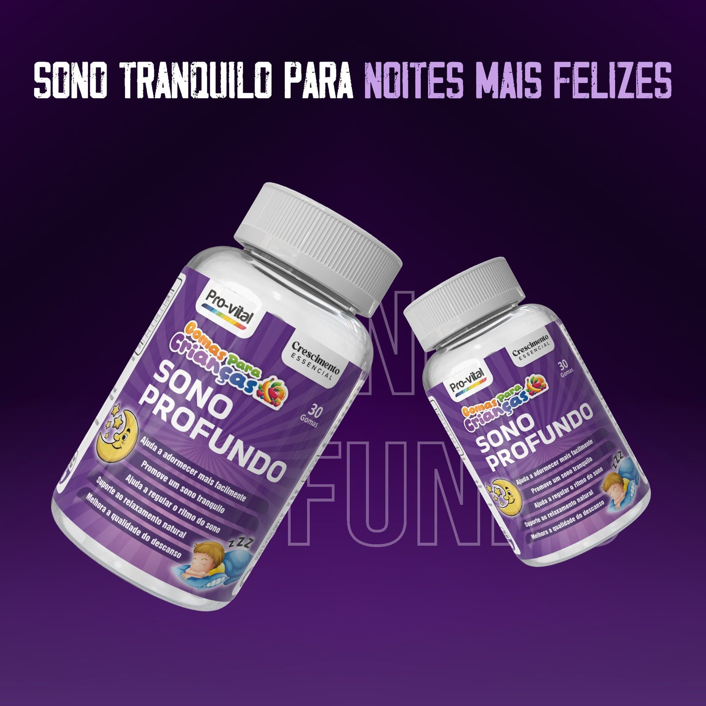 Suplemento Sono Profundo Pro-Vital ajudando a promover noites mais felizes e um sono relaxante para o crescimento essencial.