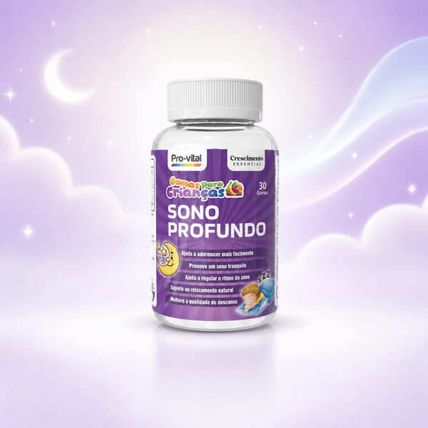 Gomas Sono Profundo Pro-Vital para crianças, suplemento de melatonina 1mg com 30 gomas para um descanso tranquilo.